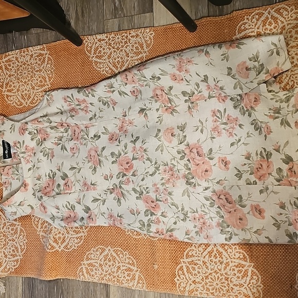 Sag Harbor Women's Floral Print Midi Dress, Cream and Pink, Cotton Blend, 4P - Picture 7 of 8